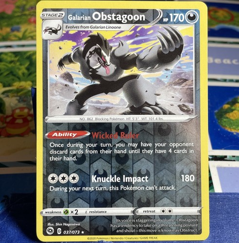 Galarian Obstagoon 037/073 Holo Rare Champion's Path Pokemon Reverse Holo NM