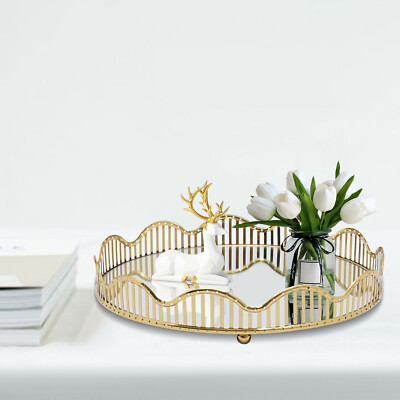 Metal Decorative Gold Mirror Tray Perfume Tray Mirror Vanity Tray Dresser  Tray | eBay