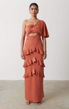 Pretty Lavish Womens Orange Maxi Dress Zip Closure RRP £92