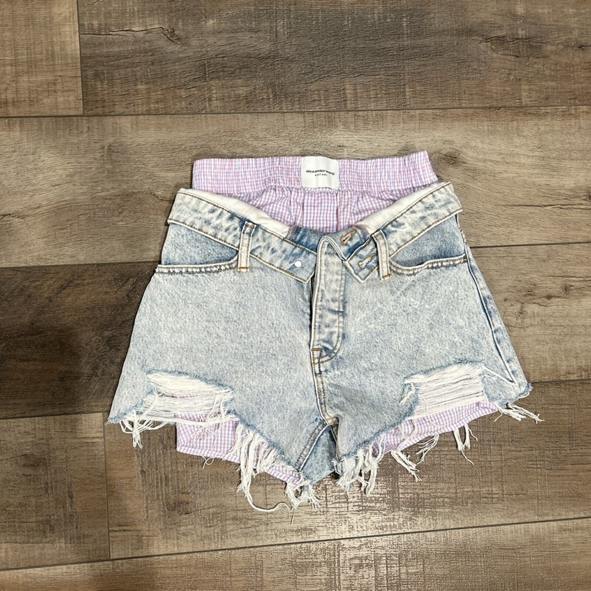 Brand new Alexander Wang bite flip boxer denim shorts 24 | eBay