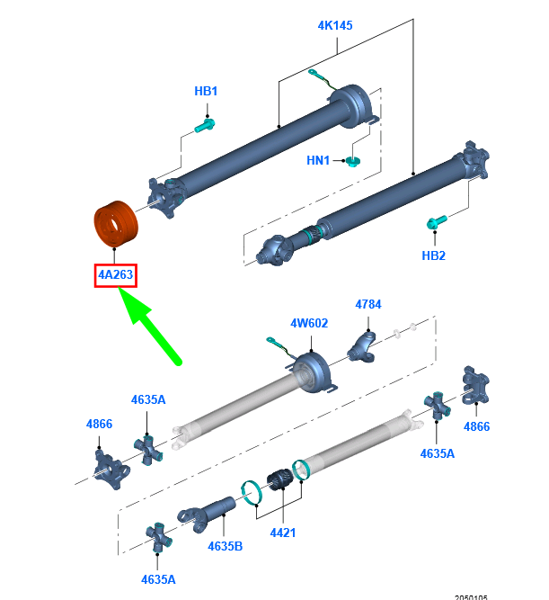 FORD RANGER MK3 Rear Drive Shaft Damper 5228344 AB394C025BD NEW
