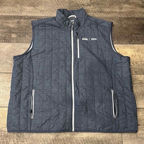 Seahawks Cutter & Buck Men's Rainier PrimaLoft Vest Logo Blue Gray Size 4XB - Picture 2 of 10