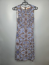 Tory Burch Brown Sleeveless Silk Printed Midi Dress Size 2