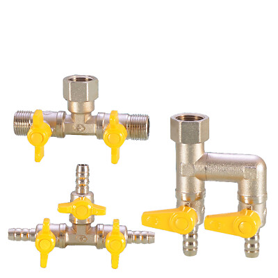 Messing Kugelhahn Zweigventil Absperrventil Gasverteiler T-Stück Rohrfitting