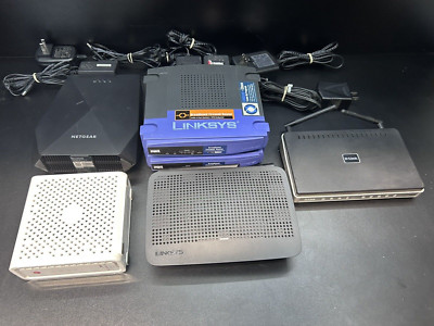 Lot of 6 older networking devices - Netgear, Linksys, D-Link, ARRIS