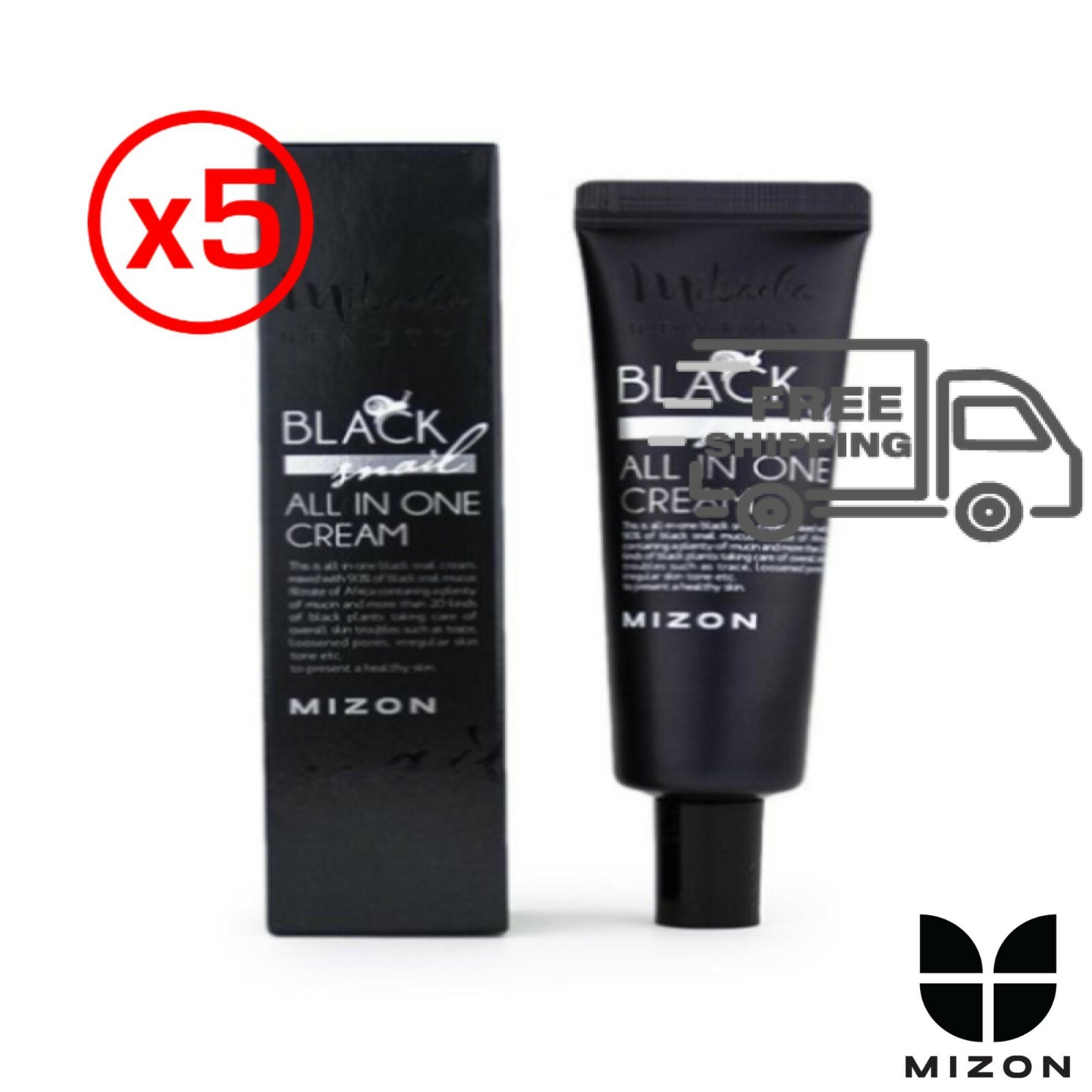 MIZON Black Snail All in One Creme Tube 35ml (PACK x5)