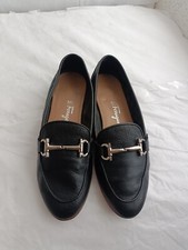 Recent FERRAGAMO Gancini BLACK LEATHER LOAFERS Women's Iconic HORSEBIT 6M