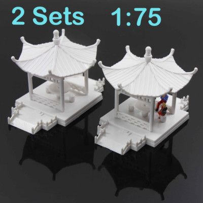 2 sets OO HO Scale 1:75 Hexagon Pavilion Model Gloriette Chinese Construction
