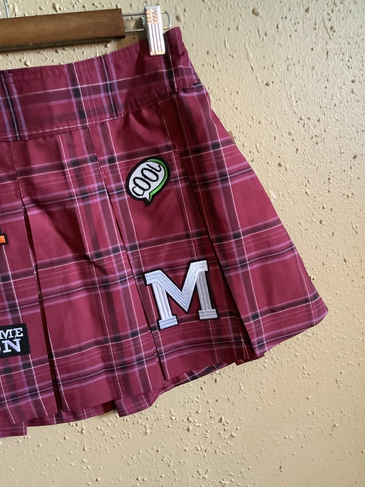 NOBO Juniors Tennis Skirt Size 3-5 Small Burgundy Plaid Side Zip Skater with Patches New NOBO Juniors Tennis Skirt Size 3-5 Small Burgundy Plaid Side Zip Skater with Patches New