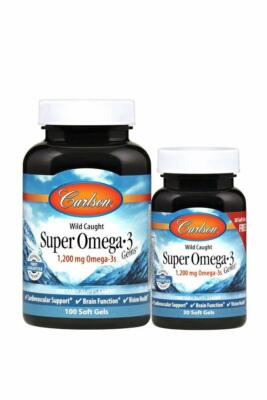CARLSON LABS, WILD SUPER OMEGA-3 Fischöl 1200mg 100+30 Weichkapseln SUPER PREIS