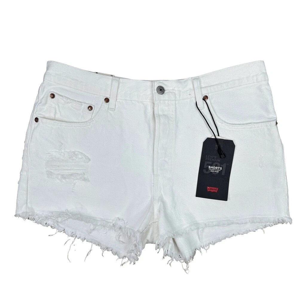 Levi's White Solid Shorts for Women