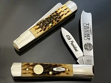 CASE XX PRES.TRUMP 1/50  1 ARM RAZOR AMBER BONE 24K PRES.DJT Shield Knife NEW@