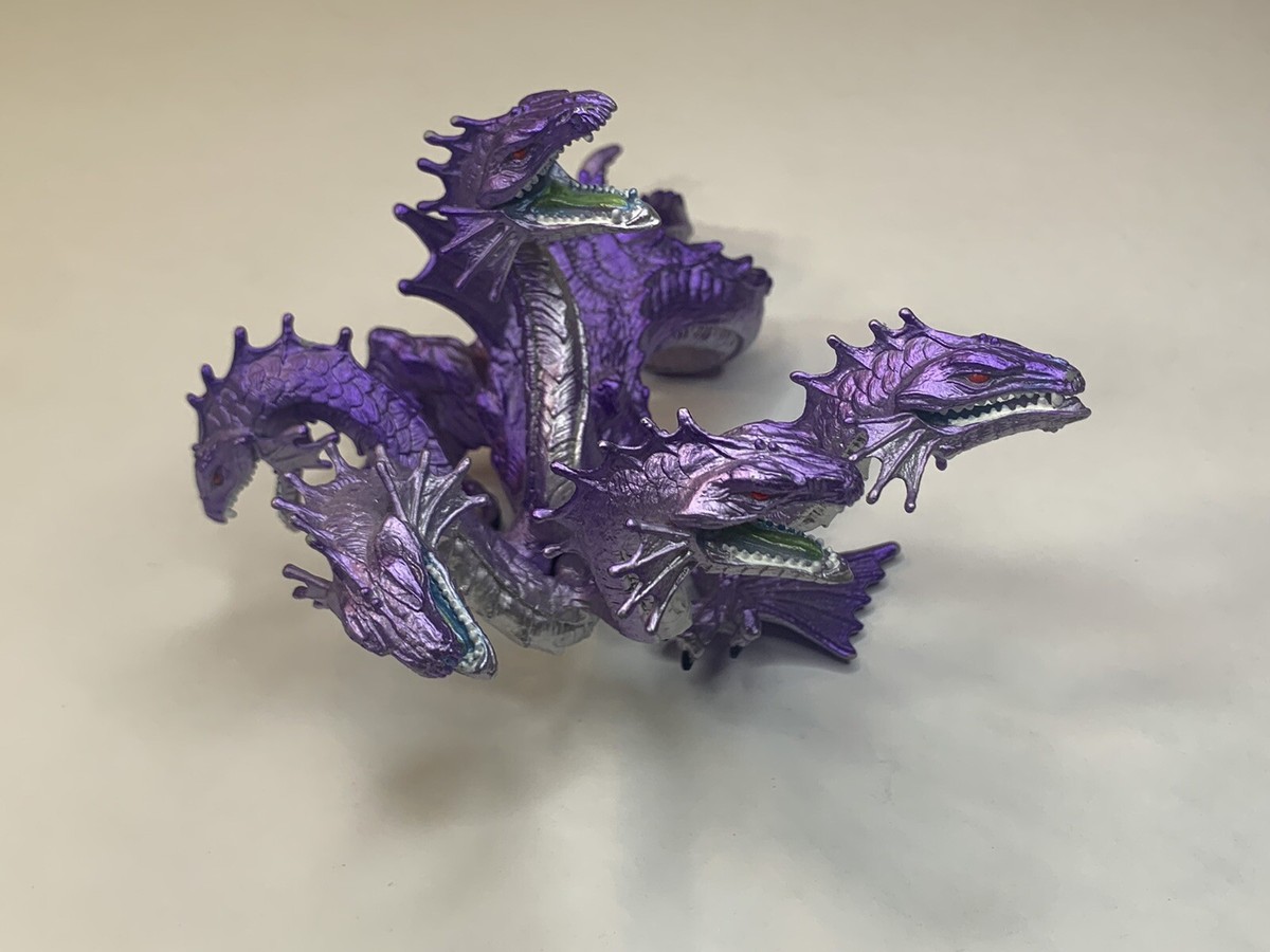 2012 Safari Ltd. Fantasy 5 Headed Purple Silver Hydra Dragon 7.5