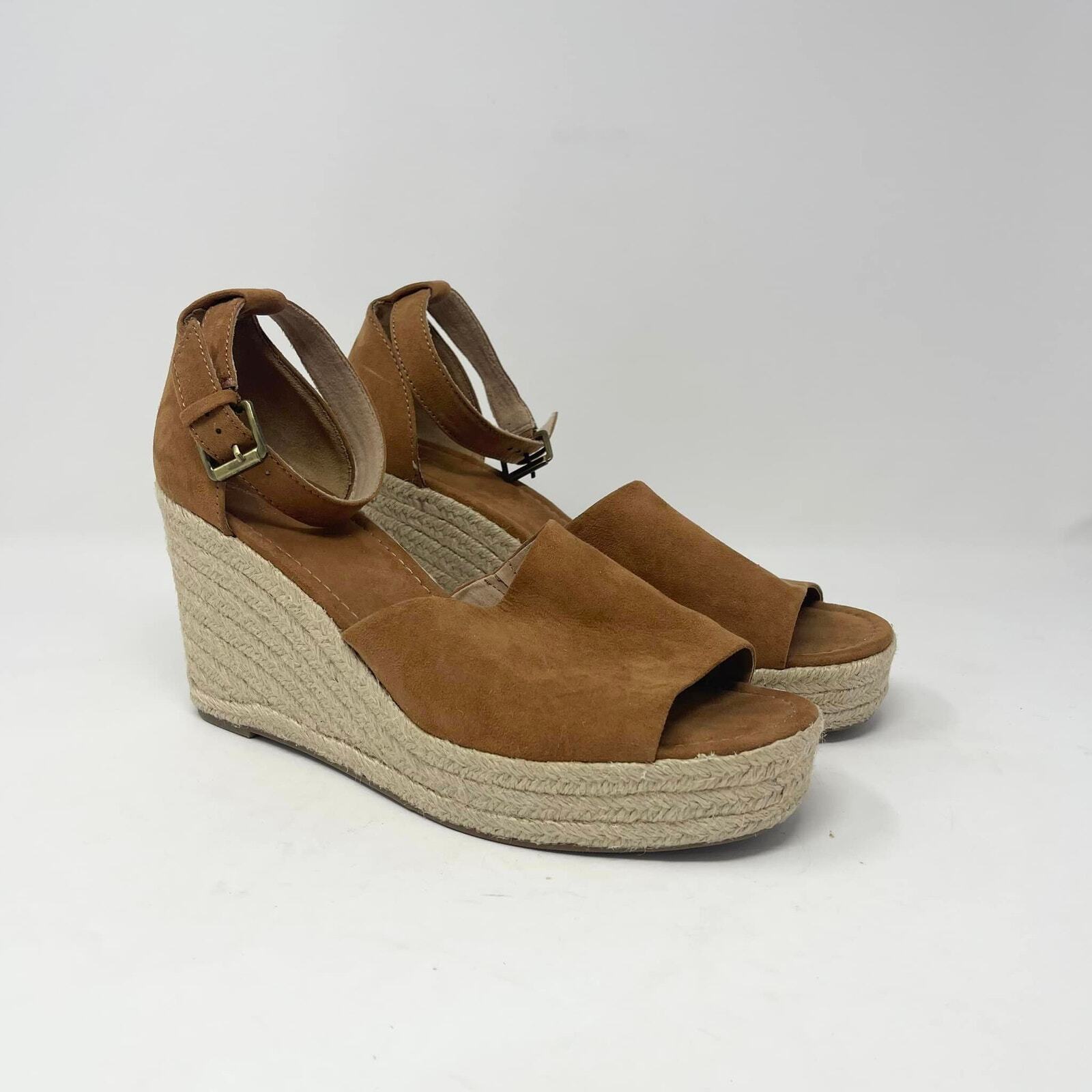 Universal Thread Cognac Brown Faux Suede Espadrille Wedge Sandals