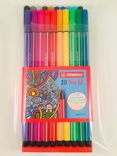 STABILO Pen 68 Premium Fibre Tip 20 pens, Brilliant Colors Art Adult Coloring