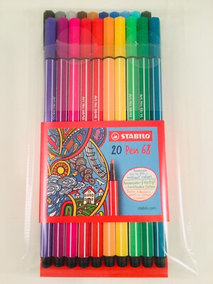 STABILO Pen 68 Premium Fibre Tip 20 pens, Brilliant Colors Art Adult Coloring 