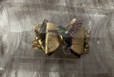 Gold/Black Metallic Hair Bow W/Clip, Rhinestone Hummingbird For Children  Pets