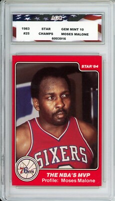1983 84 Star 25 Moses Malone Agc 10 Gem Mint Philadelphia 76ers 