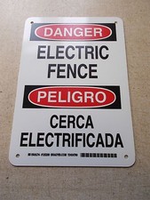 NEW Brady 125200 Multilingual Safety Sign "Danger Electric Fence" 10" x 7"