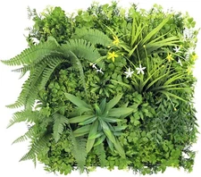 20x20" Artificial Grass Mats 3D Mixed Plant Wall Hedge Decor Privacy Fence Panel