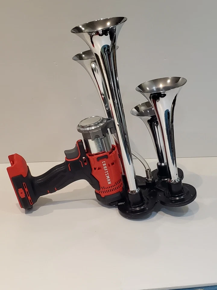 CRAFTSMAN V20 Li-ion Power Air Horn,Train Horn Compressor, QUAD Metal Chrome 20V - Image 2 of 4