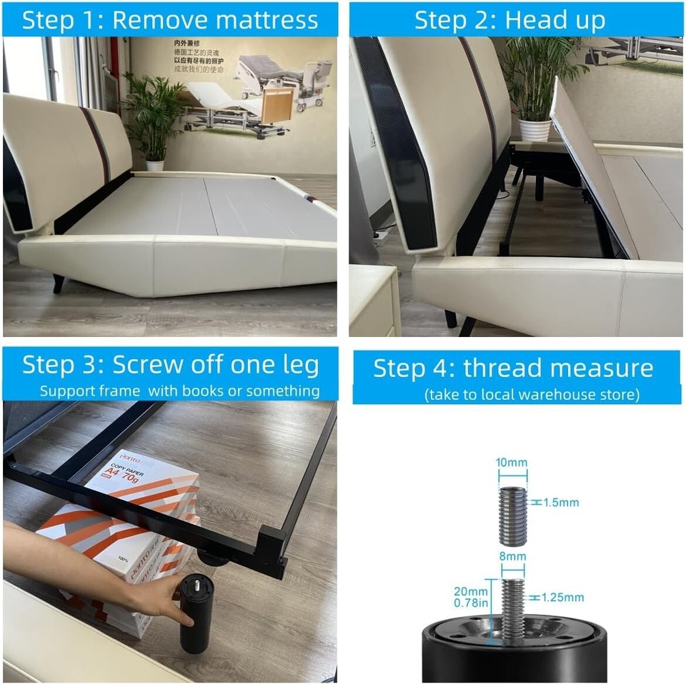 Adjustable Bed Legs Replacement for Adjustable Bed Base Frame, Metric