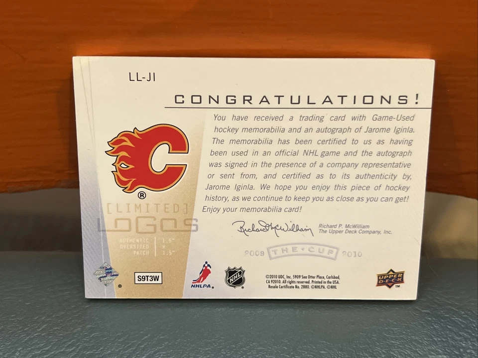2010 Upper Deck The Cup Jarome Iginla Limited Logos Auto & Patch #’d 50 - Image 3 of 3