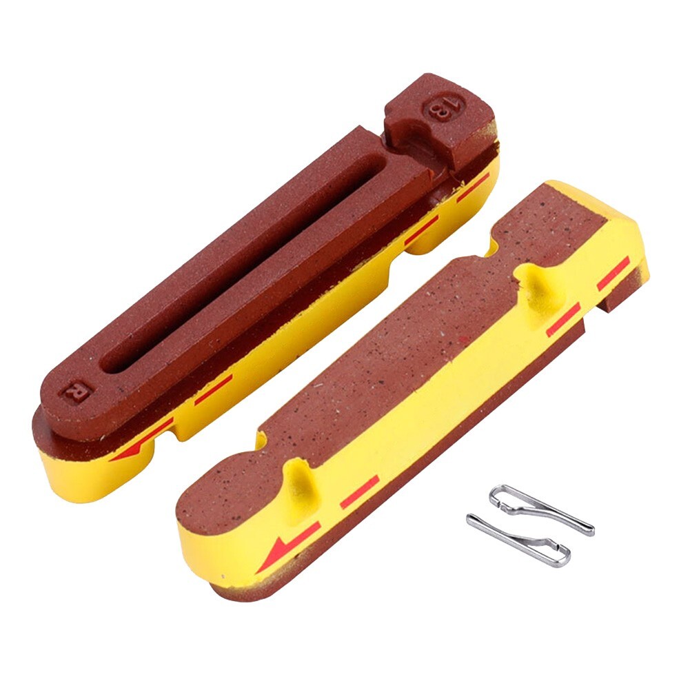 Road Bike Brake Pads Inserts Carbon Fiber Rim Brake Pad Kit with Yellow