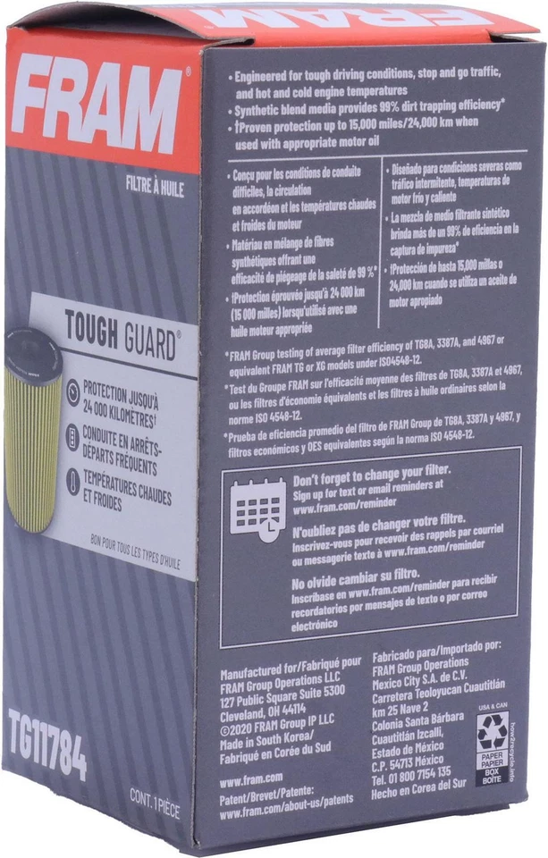 Filtro de aceite FRAM, TG11784, para Audi A3 2015-20, A3 Quattro 2015-19, A4 2017-20, Foto 4 de 4