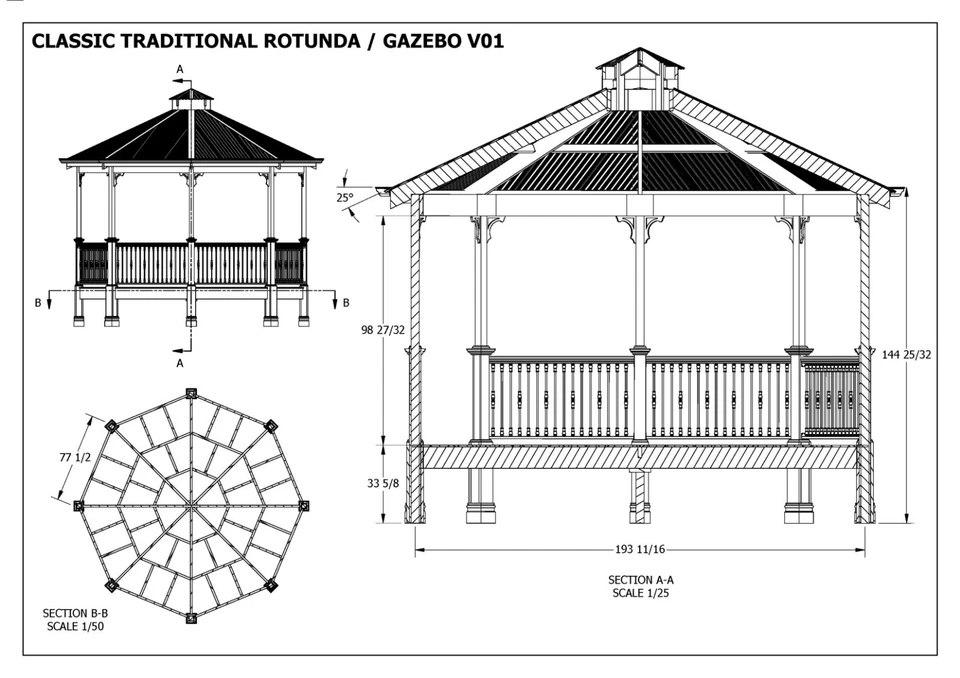 CLASSIC ROTUNDA GAZEBO - UNIQUE DESIGN V1 - Full Building Plans in 3D and 2D - Image 2 of 4