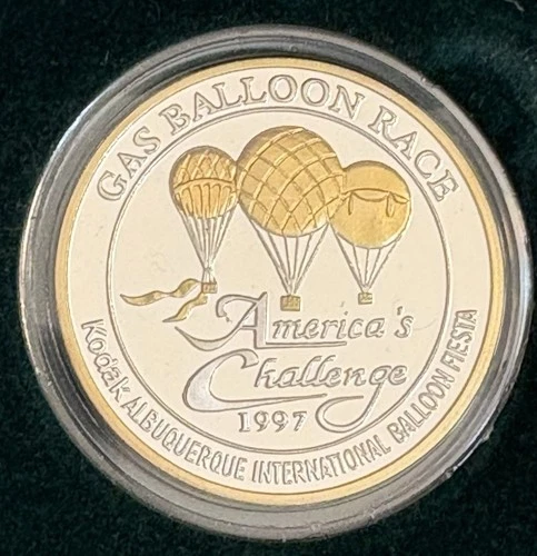 1997 ALBUQUERQUE INTERNATIONAL GAS BALLOON RACE .999 SILVER GOLD COIN RARE