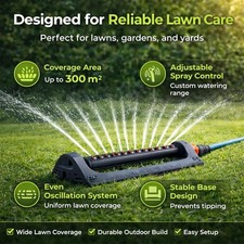 Oscillating Lawn Sprinkler Watering Garden Pipe Hose Water Flow with 19 Jets
