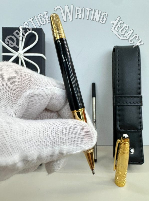 Montblanc Meisterstück 146 Fountain Pen Gold Trim With Leather Pouch Fast | Bid