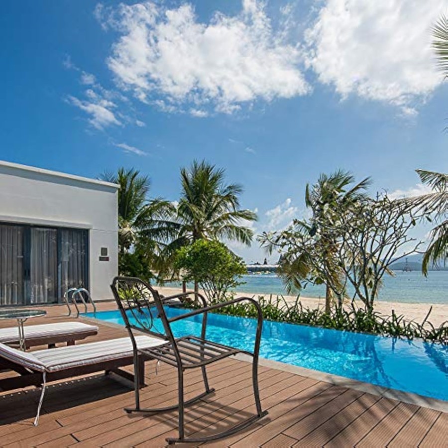 Outdoor rocking chair, heavy duty 660 lbs wrought cast iron rocking ch