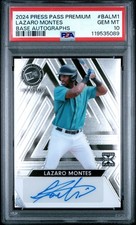 2024 LEAF PRESS PASS PREMIUM BASE AUTOGRAPHS #BALM1 LAZARO MONTES AUTO PSA 10