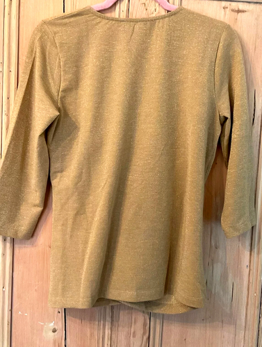 Ashley Brooke @ Kaleidoscope Size 14 16 Gold Sparkle Knit Sweater Ruched Front - Picture 3 of 3