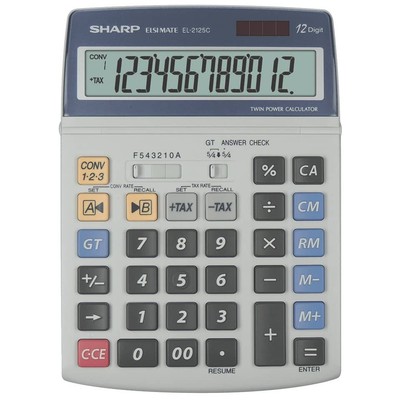 Sharp Tischrechner EL-2125C LCD-Anzeige Solar/Batt