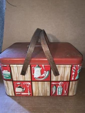 Vintage MCM Metal Picnic Basket