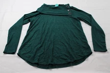 Fortune + Ivy Women's Kaavia Button Detail Brushed Knit Sweater AC2 Green Large 
