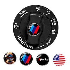 Metal Car Push Start Button Cover, Car Engine Start Stop Button Black 4 Logo