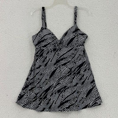 Paradise Bay One Piece Swimsuit Women Size 16/18 Black White Dot Abstract Print