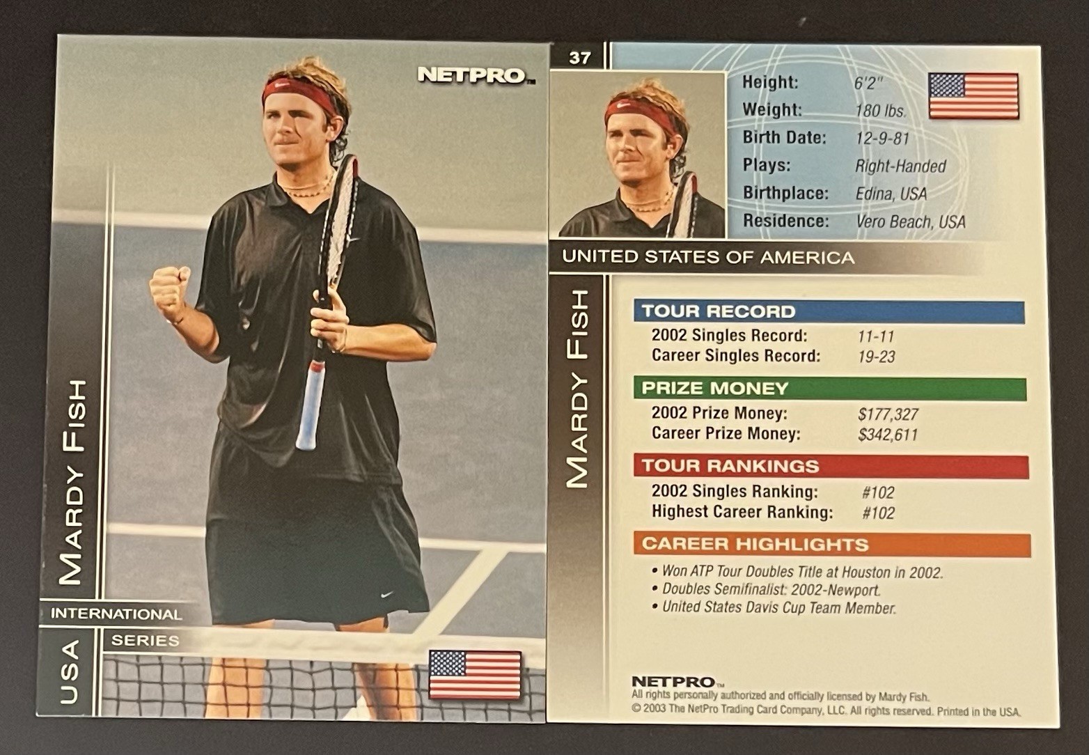 2003 NETPRO MARDY FISH INTERNATIONAL SERIES USA #37 ROOKIE RC