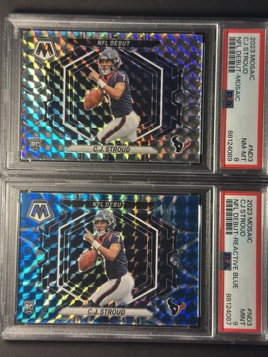 TWO !! 2023 Panini Mosaic NFL Debut C.J. Stroud #ND-3 (RC) PSA 8 And PSA 9!!!