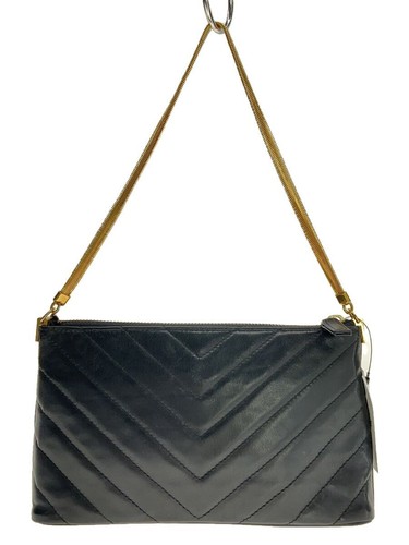 YVES SAINT LAURENT Snake Chain Handle Handbag Leather BLK