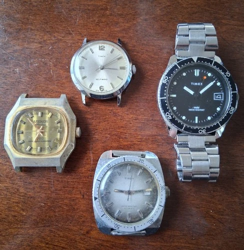 Lot Of 4 Vintage Automatic Self Wind Watches Timex Aseikon Working Wrist Watch