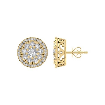 14k Yellow Gold Round 1.325Ct Lab Grown Diamond Stud Earrings Gift for Women