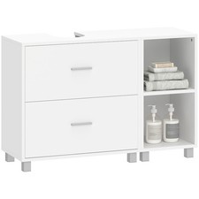 HOMCOM Mobile Sottolavabo Moderno con 2 Cassetti e Vani Aperti, Bianco