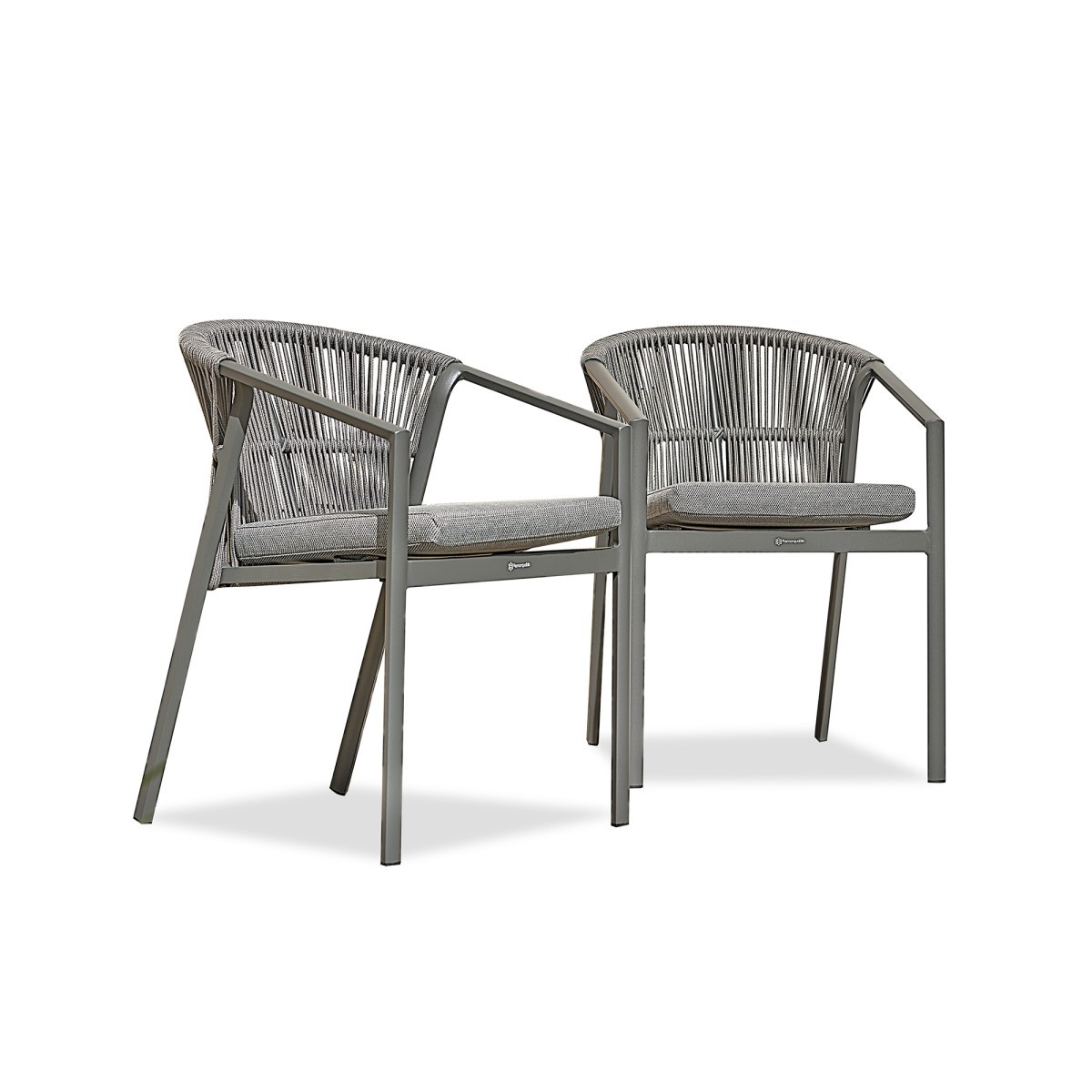 Lot de 2 fauteuils de jardin Gambi 79cm anthracite en résine tressée empilables