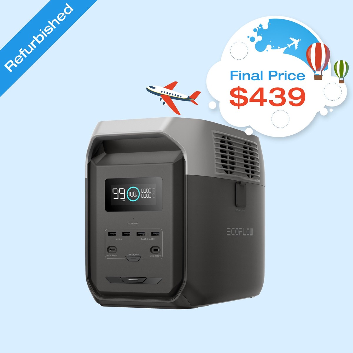 EcoFlow DELTA 3 1500 1536Wh Portable Power Station LFP Battery
