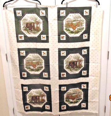 American Wildlife Pillow Deer & Bear Cut & Sew Panel VIP Cranston -6 Blocks